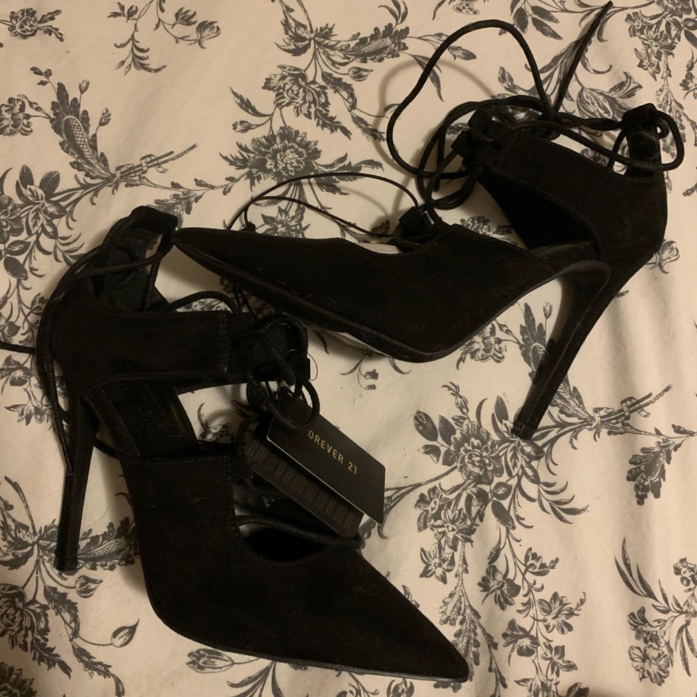 Black strappy heels